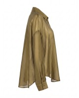 Oversized Sheer Button-Up Shirt olive