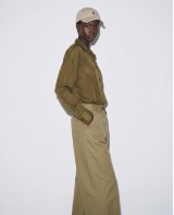 Oversized Sheer Button-Up Shirt olive