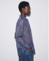Oversized Sheer Button-Up Shirt intigo