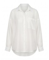 Oversized Sheer Button-Up Shirt white