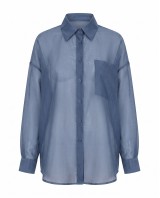 Oversized Sheer Button-Up Shirt intigo