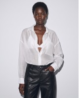 Oversized Sheer Button-Up Shirt white