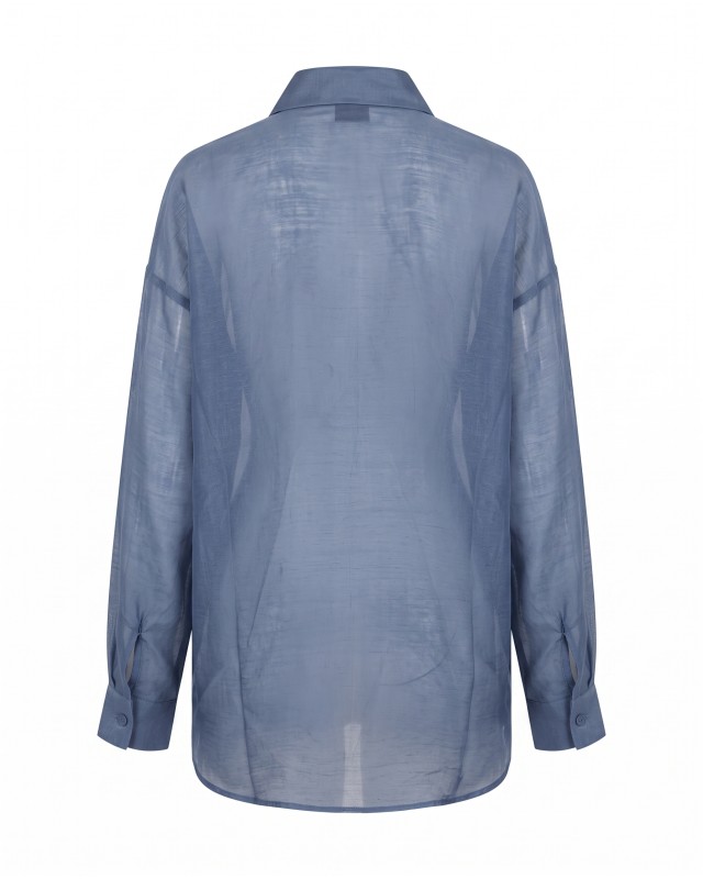 Oversized Sheer Button-Up Shirt intigo