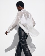 Oversized Sheer Button-Up Shirt white