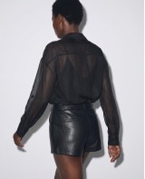 Oversized Sheer Button-Up Shirt black