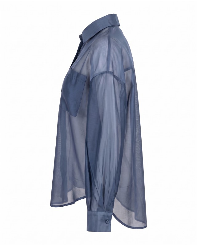 Oversized Sheer Button-Up Shirt intigo