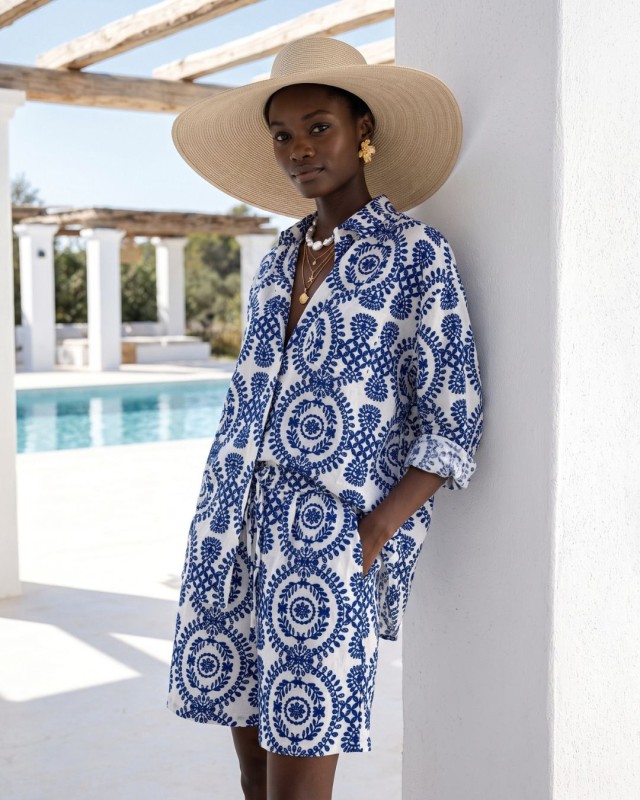 Ethnic Breeze Oversized Πουκάμισο & Σορτς blue