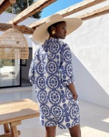 Ethnic Breeze Oversized Πουκάμισο & Σορτς blue