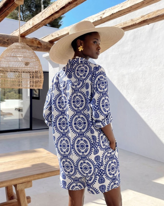 Ethnic Breeze Oversized Πουκάμισο & Σορτς blue