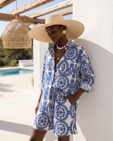 Ethnic Breeze Oversized Πουκάμισο & Σορτς blue