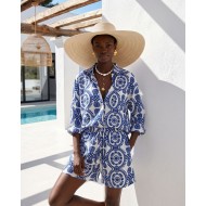 Ethnic Breeze Oversized Πουκάμισο & Σορτς blue