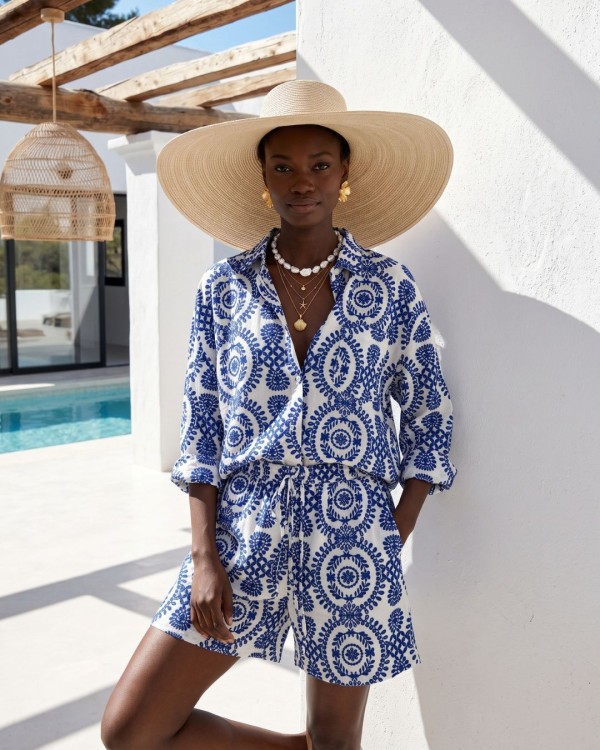 Ethnic Breeze Oversized Πουκάμισο & Σορτς blue