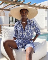 Ethnic Breeze Oversized Πουκάμισο & Σορτς blue