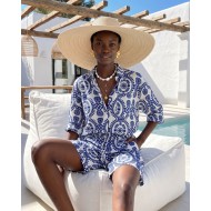 Ethnic Breeze Oversized Πουκάμισο & Σορτς blue