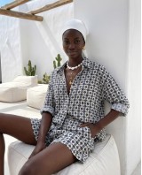 Mediterranean Mosaic Shirt & Short Set blue