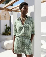 Mediterranean Mosaic Shirt & Short Set green