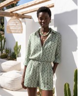 Mediterranean Mosaic Shirt & Short Set green
