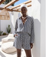 Mediterranean Mosaic Shirt & Short Set blue