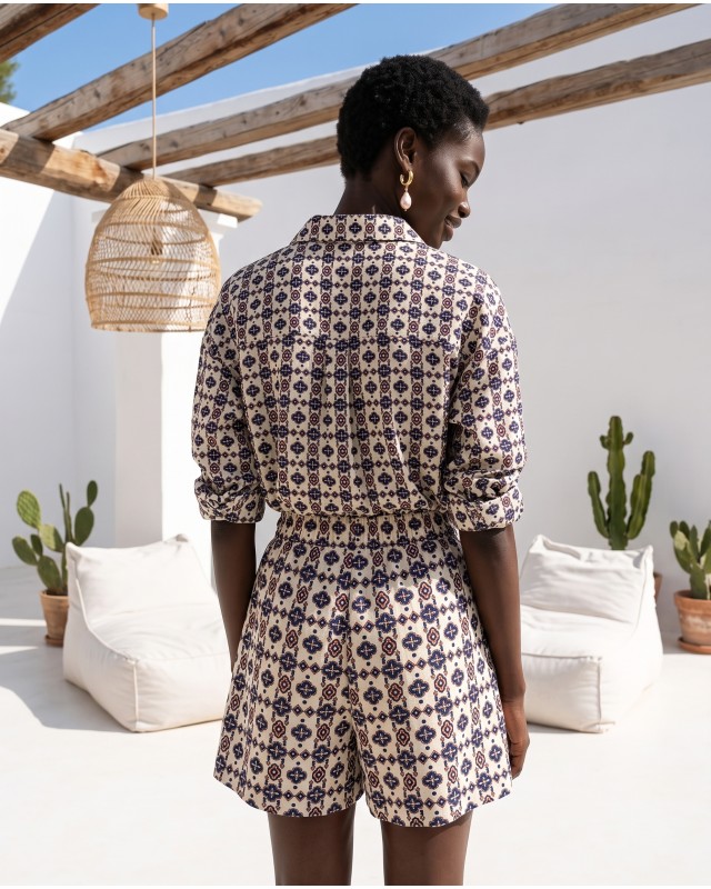Mediterranean Mosaic Shirt & Short Set pink