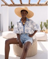Denim Embroidered Shirt white
