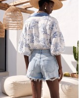 Denim Embroidered Shirt white