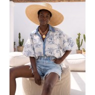 Denim Embroidered Shirt white