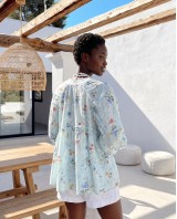 Floral Print Ruffled shirt light blue
