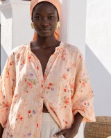 Floral Print Ruffled shirt light pink