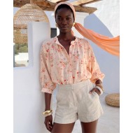 Floral Print Ruffled shirt light pink