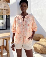 Floral Print Ruffled shirt light pink