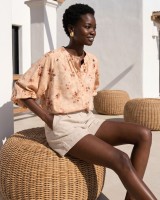 Floral Print Ruffled shirt beige