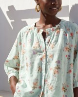 Floral Print Ruffled shirt mint