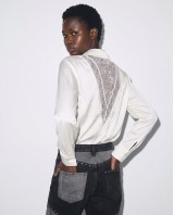 Σατέν Πουκάμισο Lace Back white
