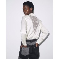 Σατέν Πουκάμισο Lace Back white