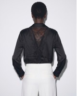 Σατέν Πουκάμισο Lace Back black