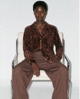 Striped Velvet Shirt - brown