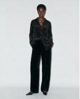 Striped Velvet Shirt - Black