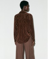 Striped Velvet Shirt - brown