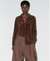 Striped Velvet Shirt - brown