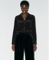 Striped Velvet Shirt - Black