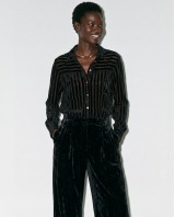 Striped Velvet Shirt - Black