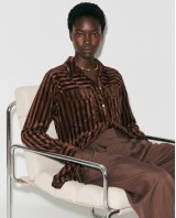 Striped Velvet Shirt - brown