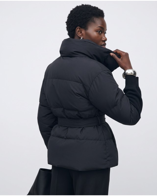 Μπουφάν puffer με Γιακά & Ζώνη black