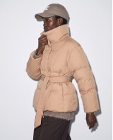 Μπουφάν puffer με Γιακά & Ζώνη camel