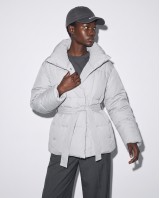Μπουφάν puffer με Γιακά & Ζώνη light grey