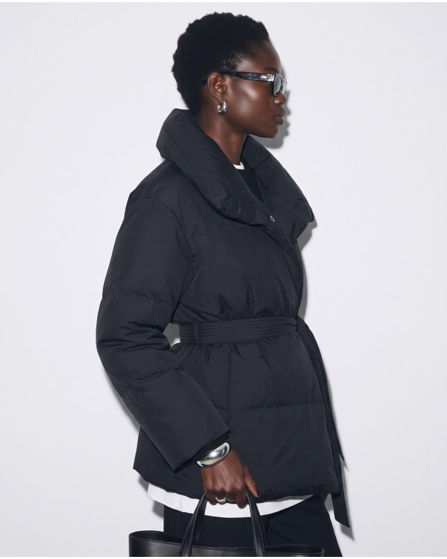 Μπουφάν puffer με Γιακά & Ζώνη black
