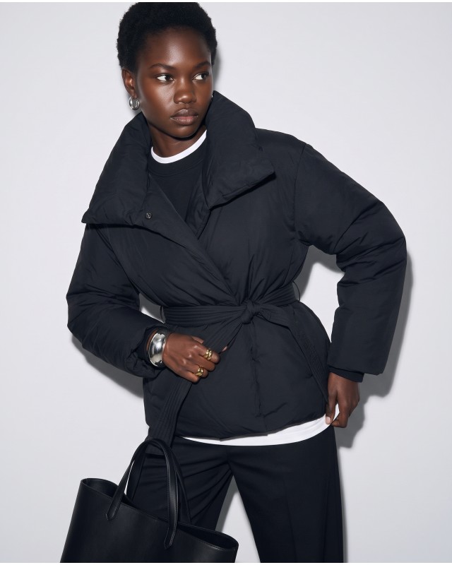 Μπουφάν puffer με Γιακά & Ζώνη black