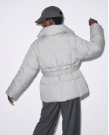 Μπουφάν puffer με Γιακά & Ζώνη light grey