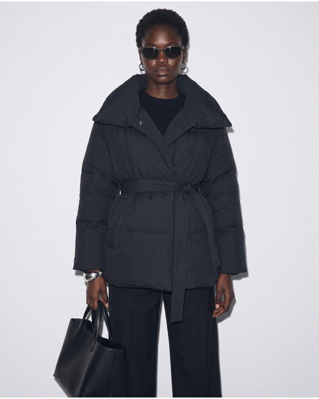 Μπουφάν puffer με Γιακά & Ζώνη black
