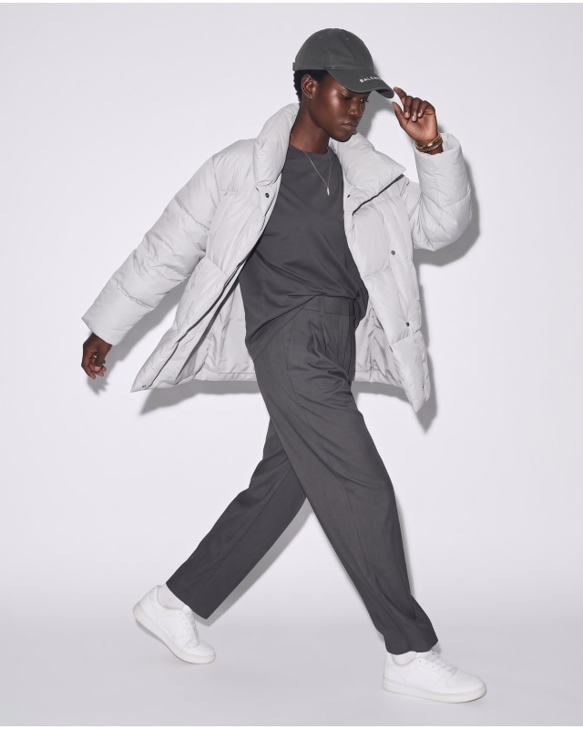 Μπουφάν puffer με Γιακά & Ζώνη light grey